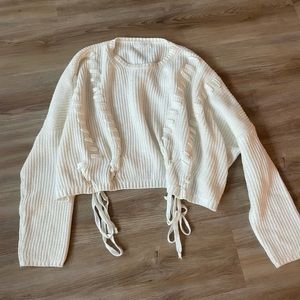 White tie knit sweater